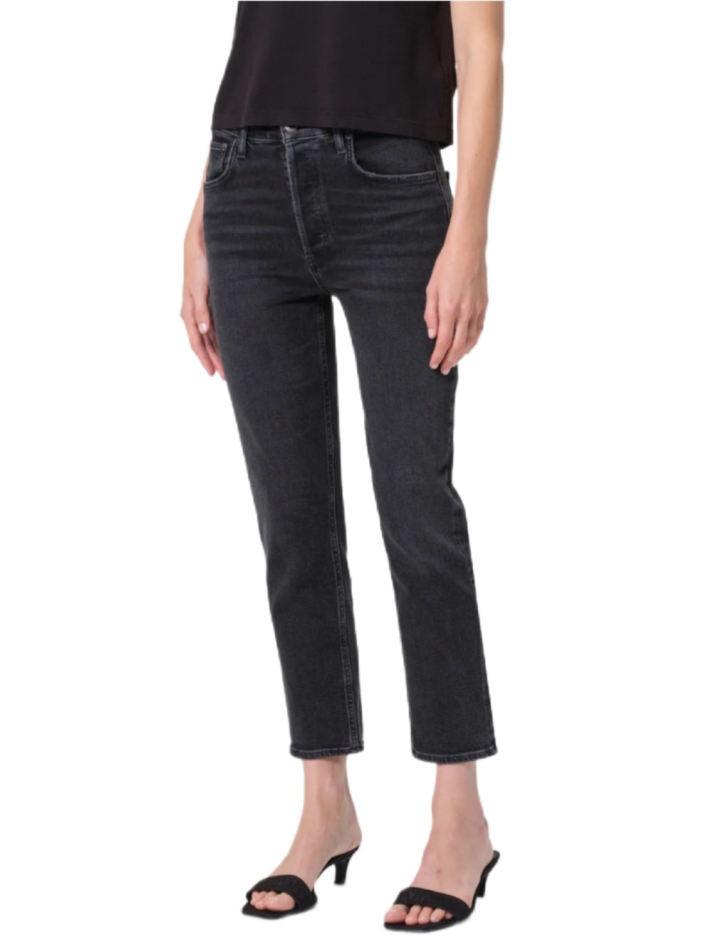 Agolde Riley Crop High Rise Straight Stretch Grey 27